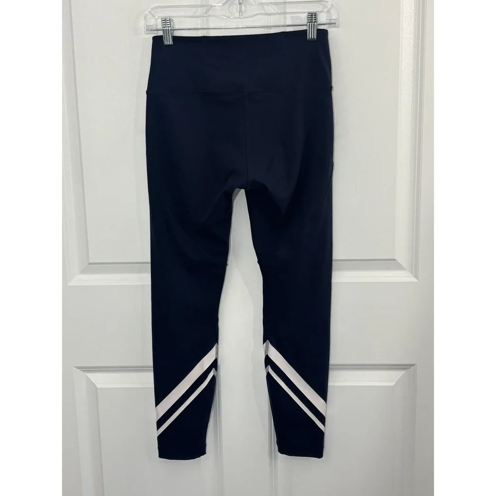 Tory Burch Navy Track Joggers with White Stripe Detail